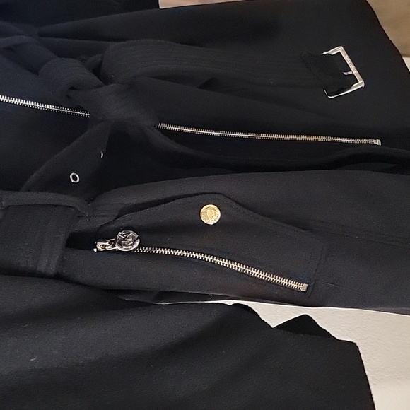 MICHAEL KORS Plus Size Coat Wool Blend w/Gold Hardware Black 1X NWT - Picture 3 of 16